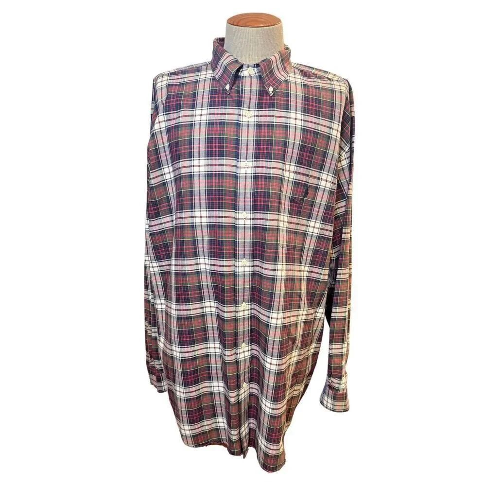 Ralph Lauren 2XLT Classic Plaid Button Down Shirt Tall Preppy